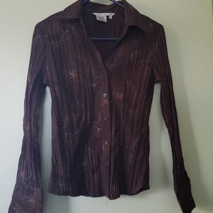 🌞2/$10Fred David Brown Embroidered Top